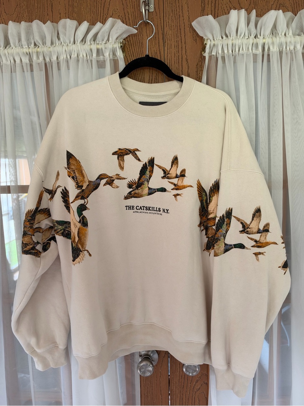 Abercrombie & Fitch Cream Crewneck with Duck Flight Graphic